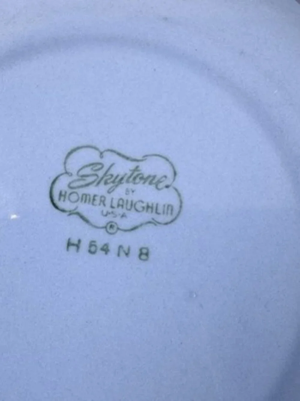 Set of 4 Homer Laughlin Skytone Blue 7.5” Soup Bowl Stardust Blue MCM Leaves‎